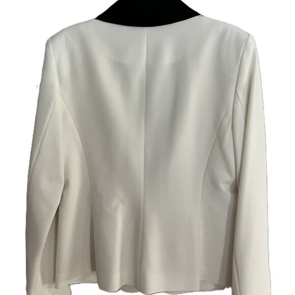 Calvin Klein Contrast-Trim White Blazer Jacket Office Career Formal Size 8 - Picture 2 of 6